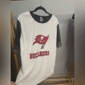 Game Day Couture Buccaneers Black and white  Sequin Blouse